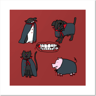 Cute Animals Halloween Horror Vampire Posters and Art